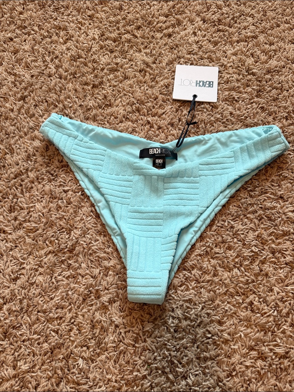 Beach Riot Light Aqua Textured Bikini Bottoms